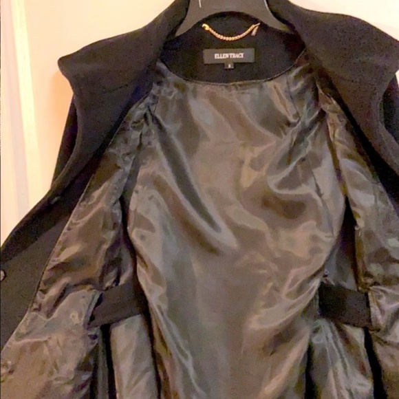 NEW! Ellen Tracy Black Belted Cape Coat Size Small - Picture 9 of 12